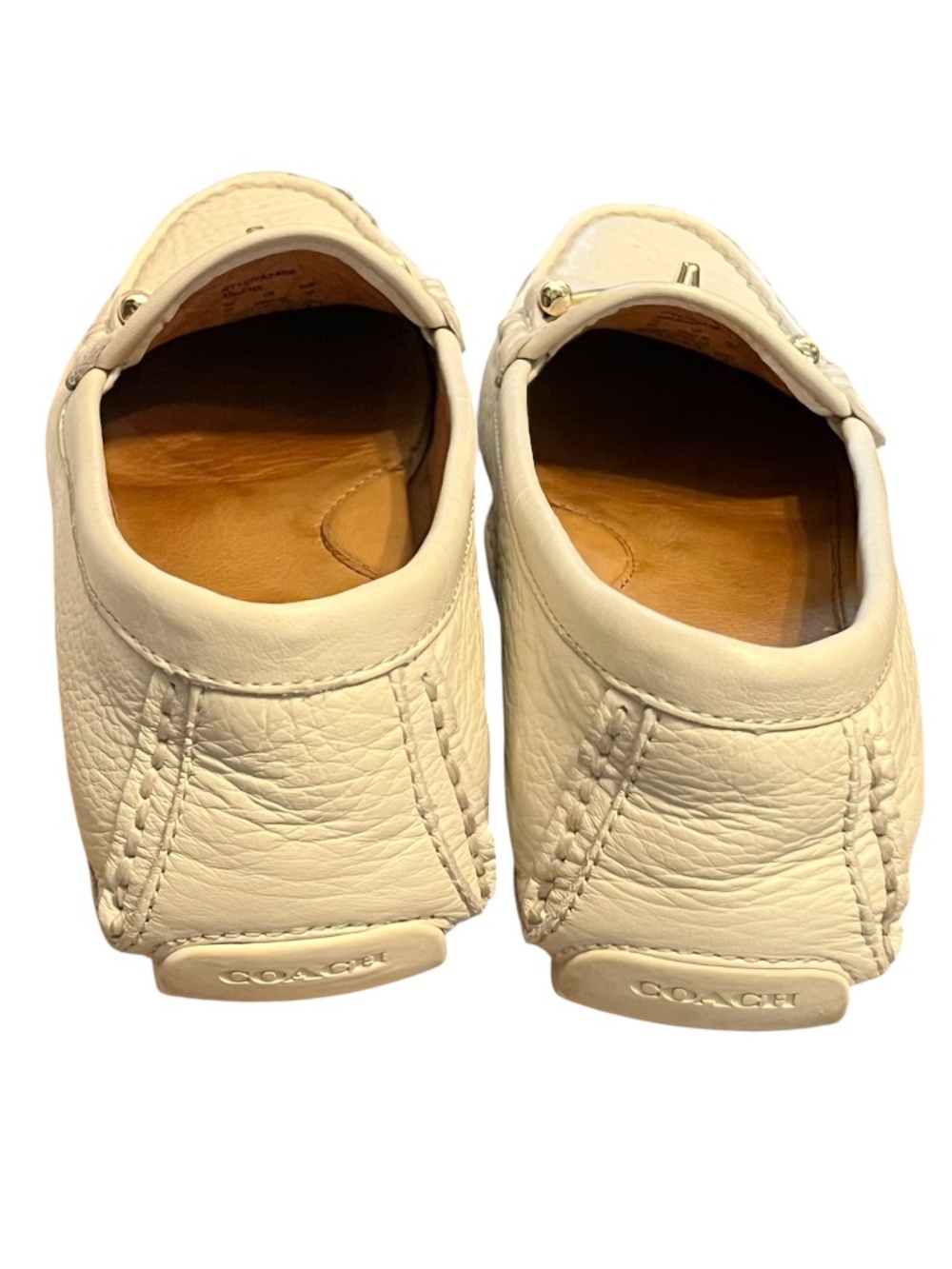 Coach Women’s “Arlene”Ivory Pebbled Leather w/ Turnlock Detail Casual Loafers 6B - Picture 4 of 6